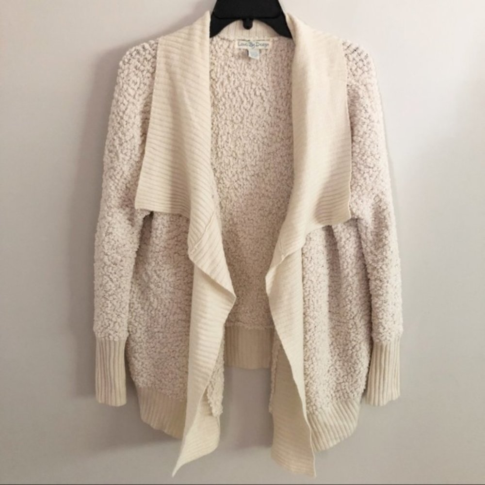 Love by Design Cream Fuzzy Cardigan Size S
